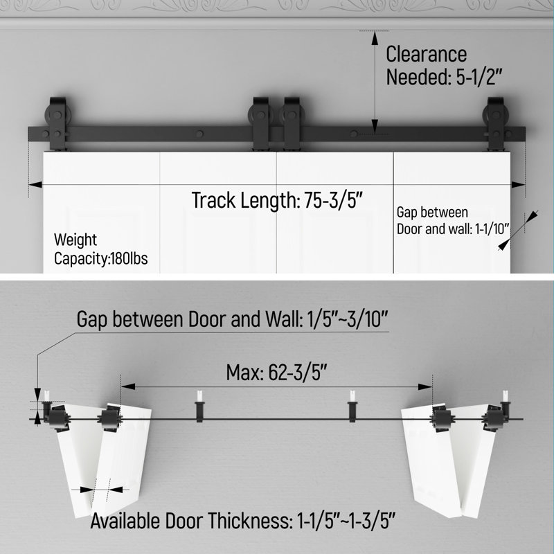 ATT Top Mount BiFold Sliding Double Barn Door Hardware Kit & Reviews